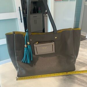 Henri Bendel Gray and Yellow Shoulder Bag